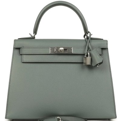 Hermès Kelly Sellier 28 Vert Amande Epsom PHW