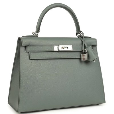 Hermès Kelly Sellier 28 Vert Amande Epsom PHW