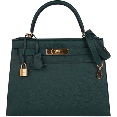 Hermès Kelly Sellier 28 Vert Anglais Epsom GHW