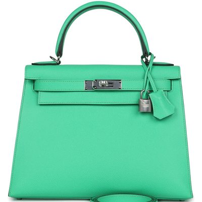 Hermès Kelly Sellier 28 Vert Comics Epsom PHW