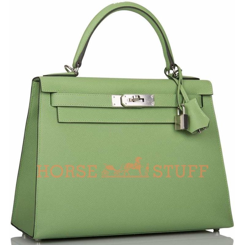 Hermès Kelly Sellier 28 Vert Criquet Epsom PHW