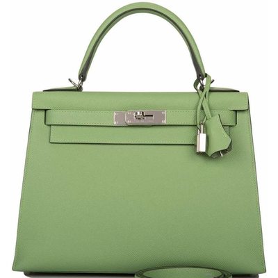 Hermès Kelly Sellier 28 Vert Criquet Epsom PHW