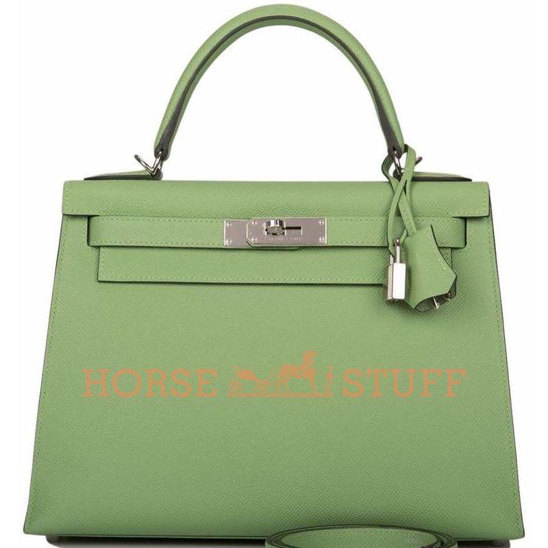 Hermès Kelly Sellier 28 Vert Criquet Epsom PHW