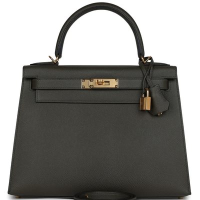 Hermès Kelly Sellier 28 Vert de Gris Epsom GHW