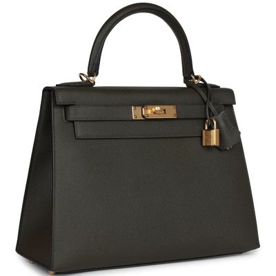 Hermès Kelly Sellier 28 Vert de Gris Epsom GHW