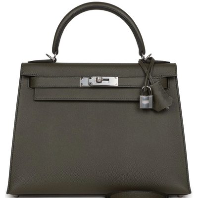 Hermès Kelly Sellier 28 Vert de Gris Epsom PHW