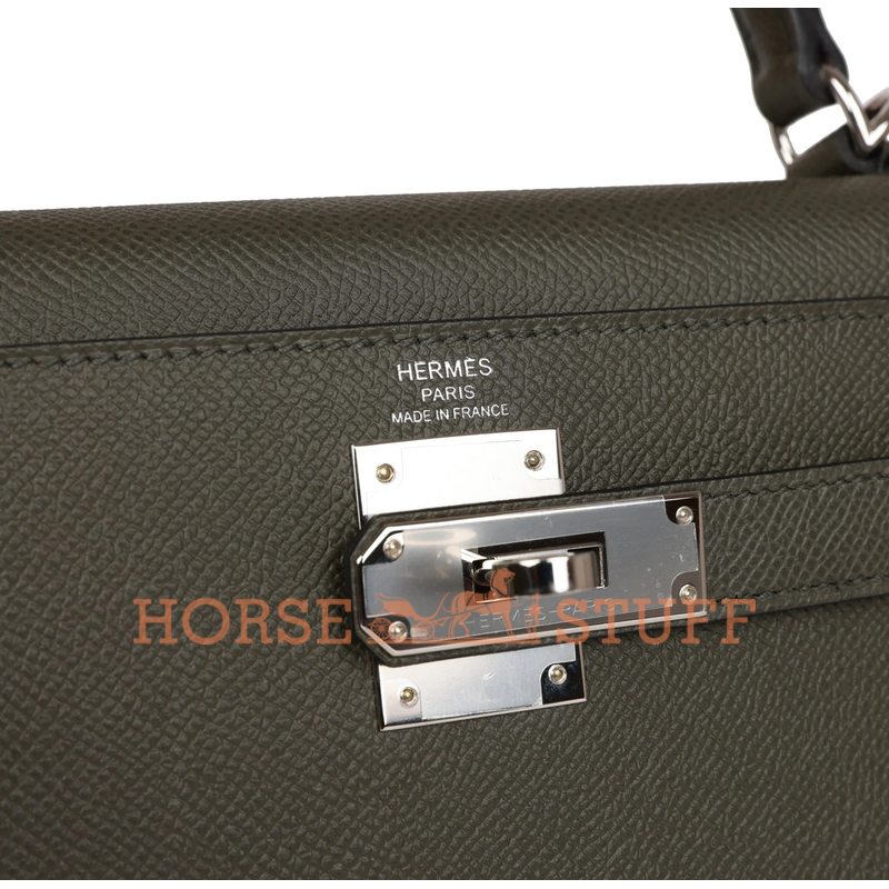 Hermès Kelly Sellier 28 Vert de Gris Epsom PHW