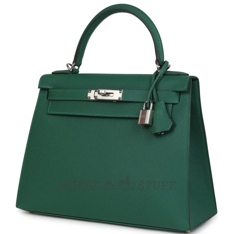 Hermès Kelly Sellier 28 Vert Moyen Epsom PHW