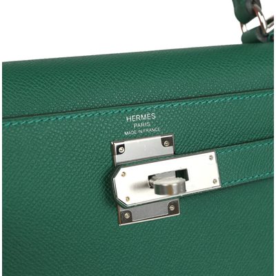 Hermès Kelly Sellier 28 Vert Moyen Epsom PHW