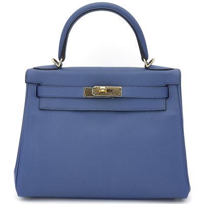 Hermès Kelly Retourne 28 Blue Agate Evercolor GHW