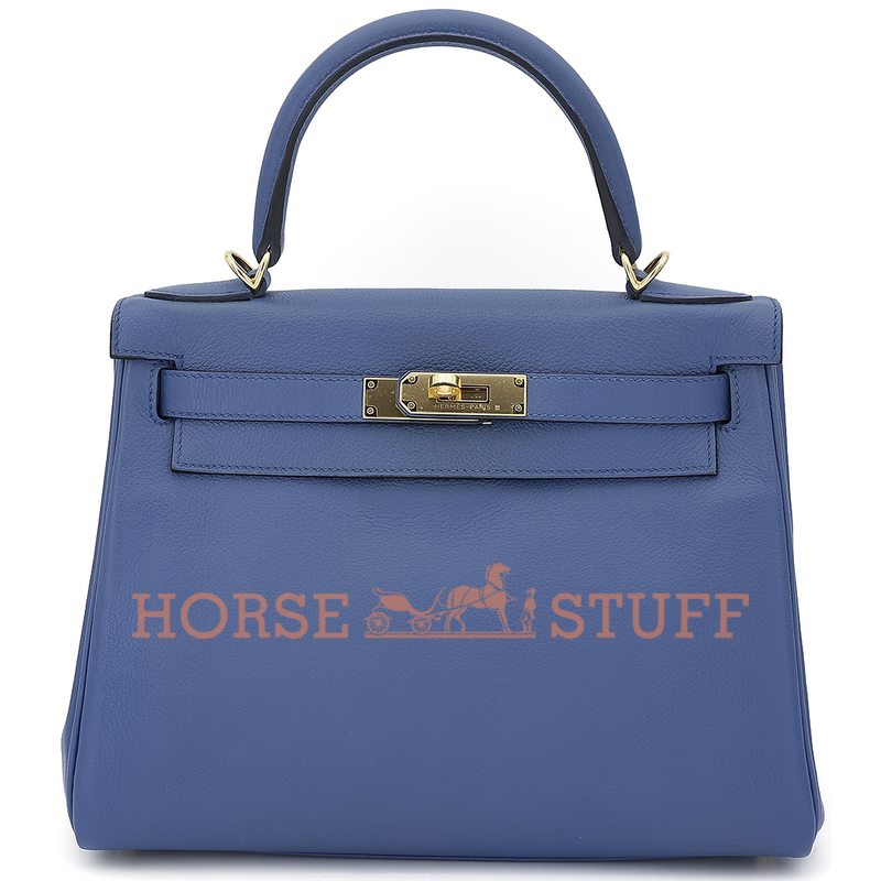 Hermès Kelly Retourne 28 Blue Agate Evercolor GHW