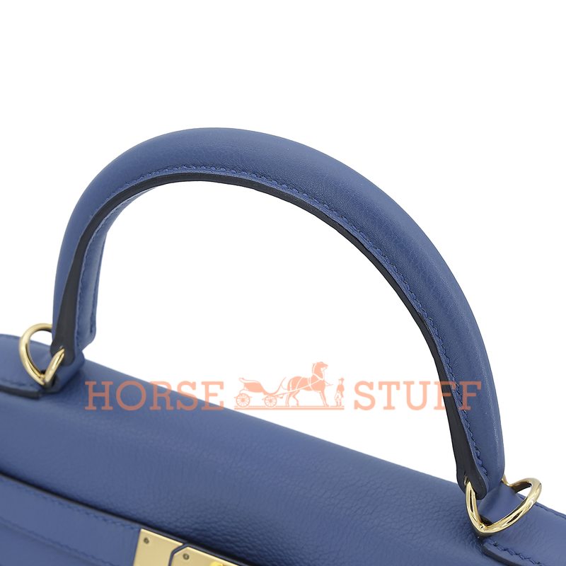 Hermès Kelly Retourne 28 Blue Agate Evercolor GHW