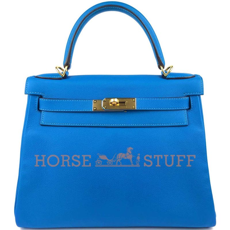 Hermès Kelly Retourne 28 Blue Hydra Evercolor GHW