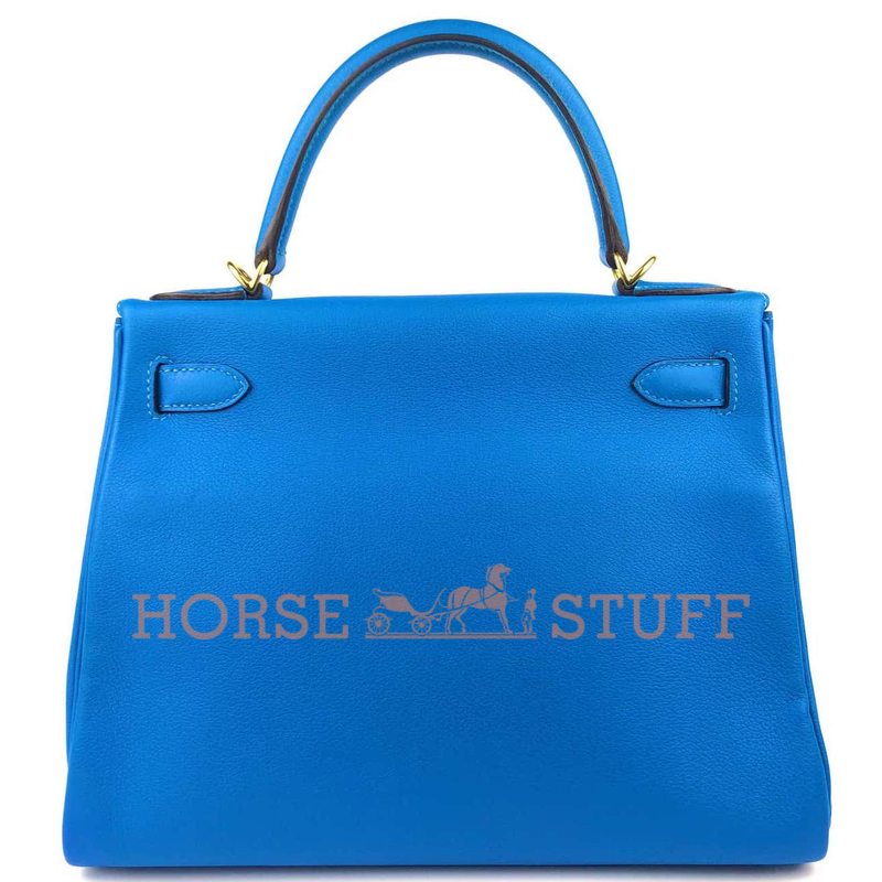 Hermès Kelly Retourne 28 Blue Hydra Evercolor GHW