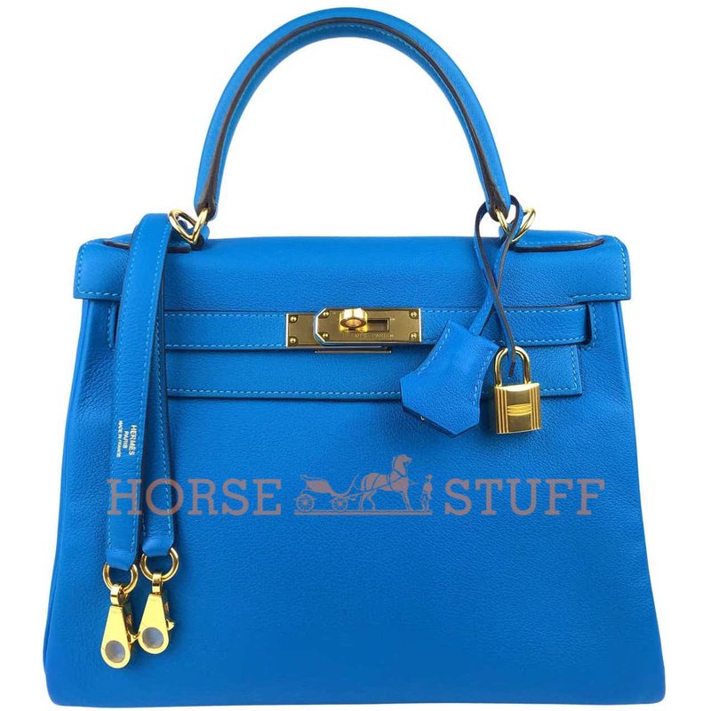 Hermès Kelly Retourne 28 Blue Hydra Evercolor GHW