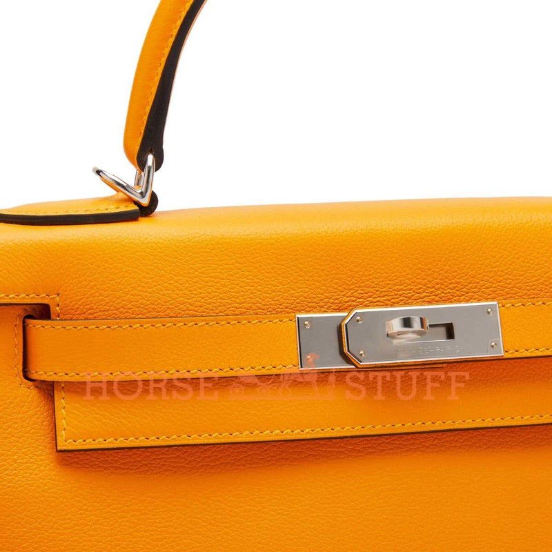 Hermès Kelly Retourne 28 Jaune d'Or Evercolor PHW