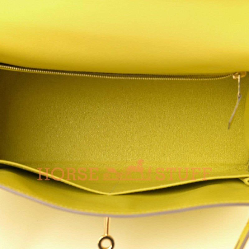 Hermès Kelly Retourne 28 Lime Evercolor GHW