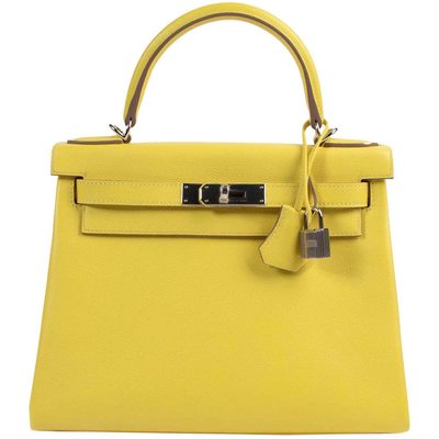 Hermès Kelly Retourne 28 Lime Evercolor PHW 