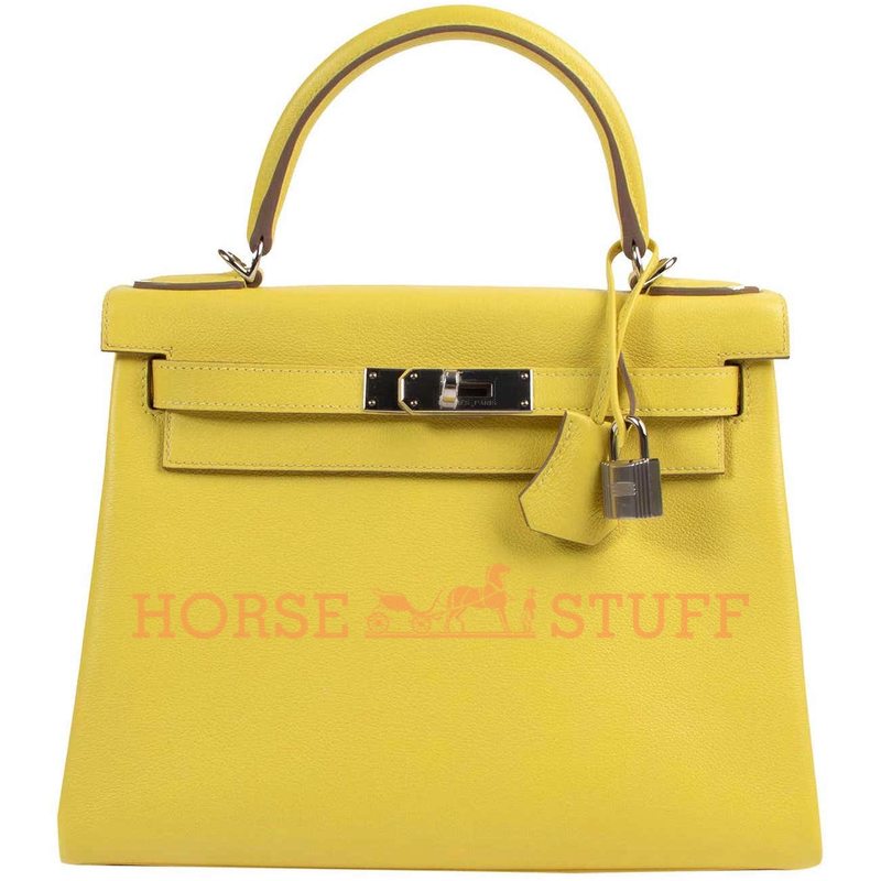 Hermès Kelly Retourne 28 Lime Evercolor PHW