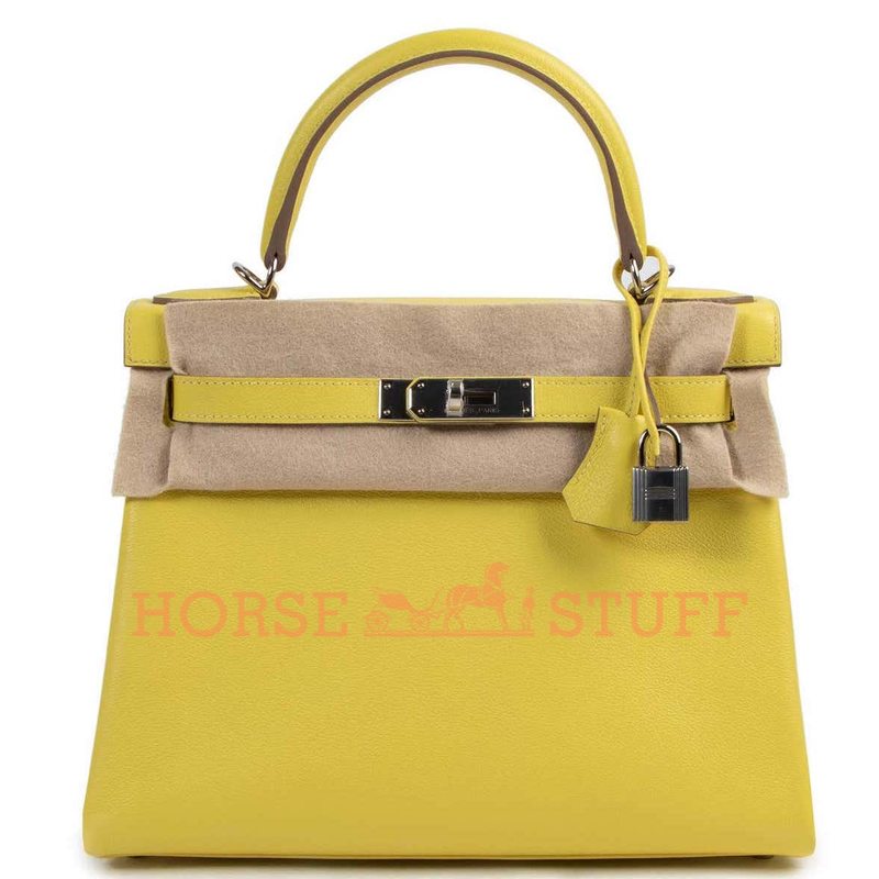 Hermès Kelly Retourne 28 Lime Evercolor PHW