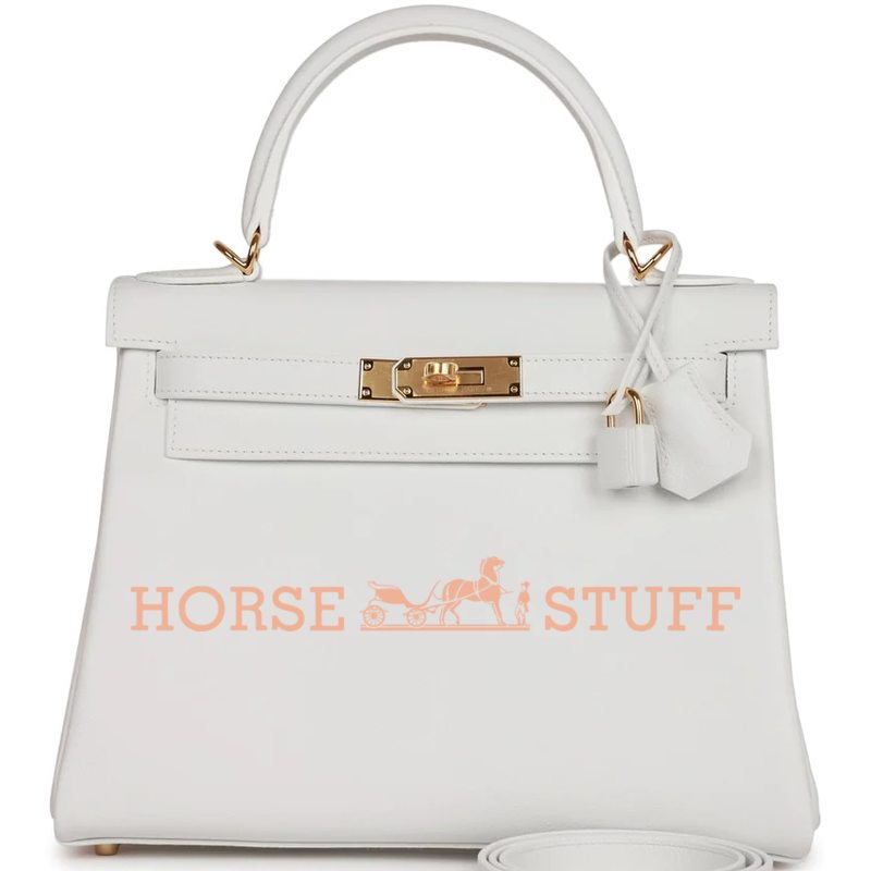 Hermès Kelly Retourne 28 New White Evercolor GHW