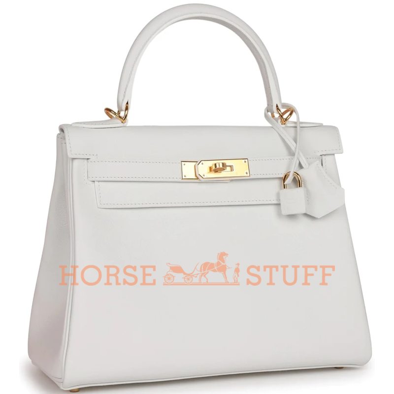 Hermès Kelly Retourne 28 New White Evercolor GHW