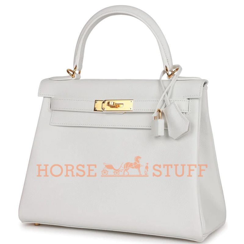 Hermès Kelly Retourne 28 New White Evercolor GHW