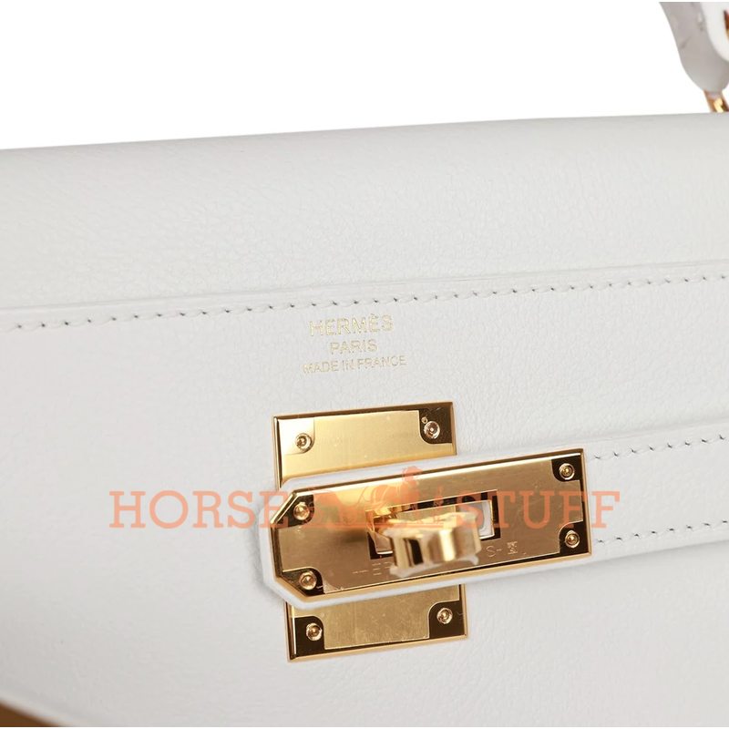 Hermès Kelly Retourne 28 New White Evercolor GHW