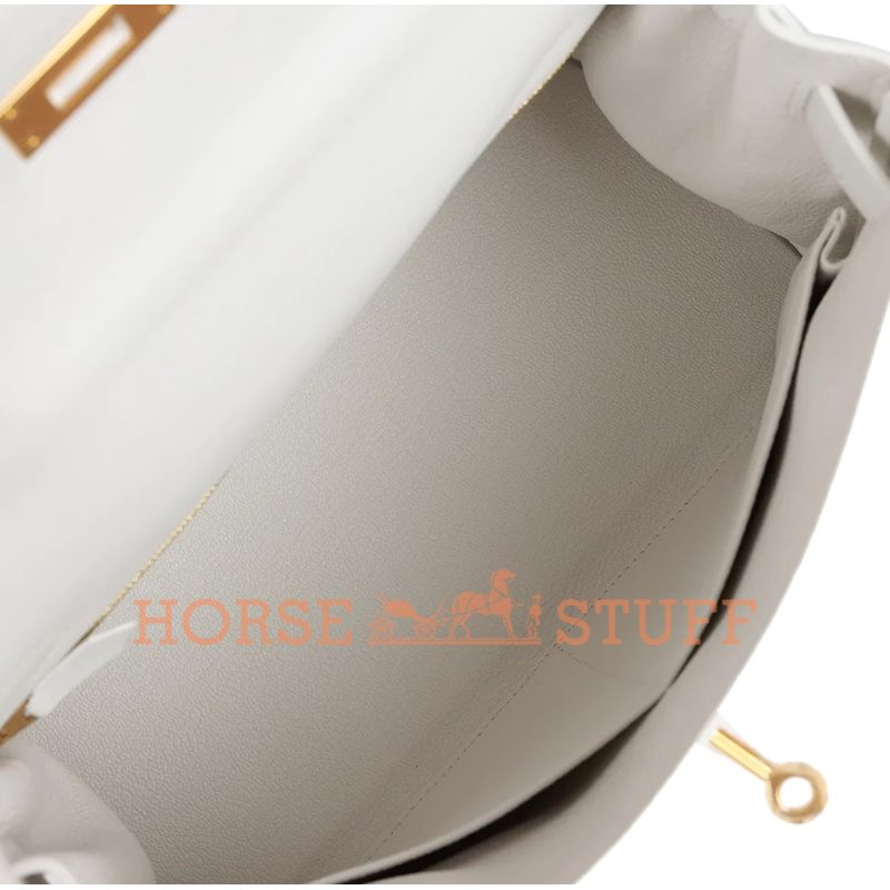 Hermès Kelly Retourne 28 New White Evercolor GHW