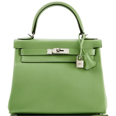 Hermès Kelly Retourne 28 Vert Criquet Evercolor PHW