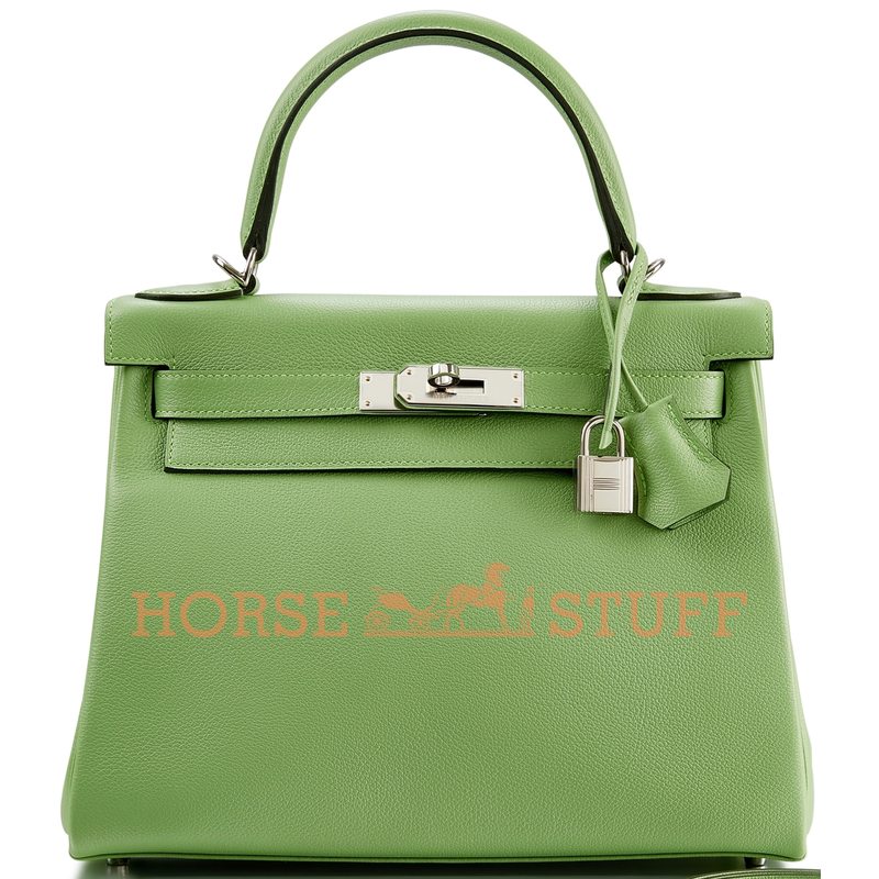 Hermès Kelly Retourne 28 Vert Criquet Evercolor PHW