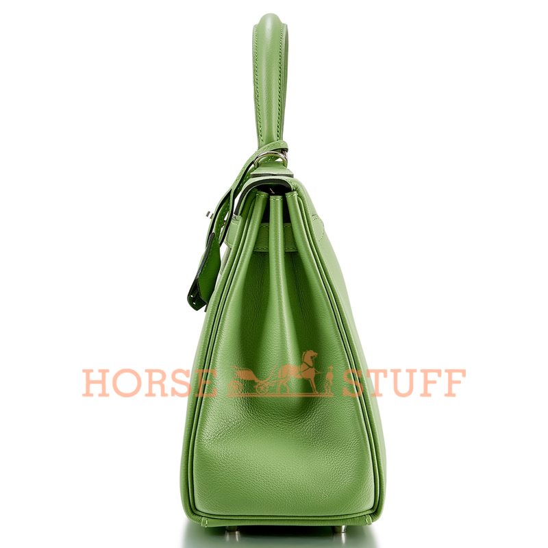 Hermès Kelly Retourne 28 Vert Criquet Evercolor PHW