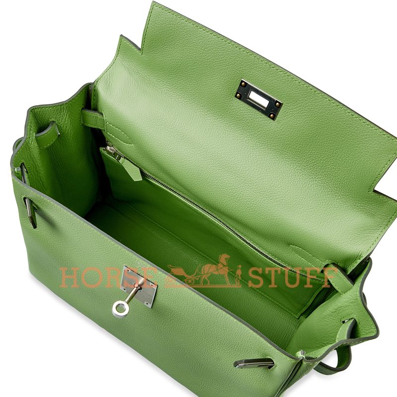 Hermès Kelly Retourne 28 Vert Criquet Evercolor PHW