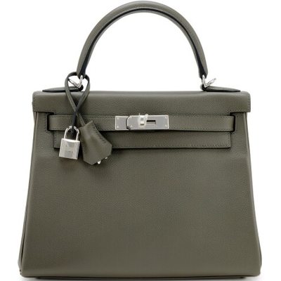 Hermes Kelly Retourne 28 Vert de Gris Evercolor PHW