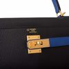 Hermès Kelly Retourne 28 Special Order HSS Black / Blue Electrique Clemence BGHW