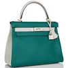 Hermès Kelly Retourne 28 Special Order HSS Malachite / Gris Perle Clemence BPHW