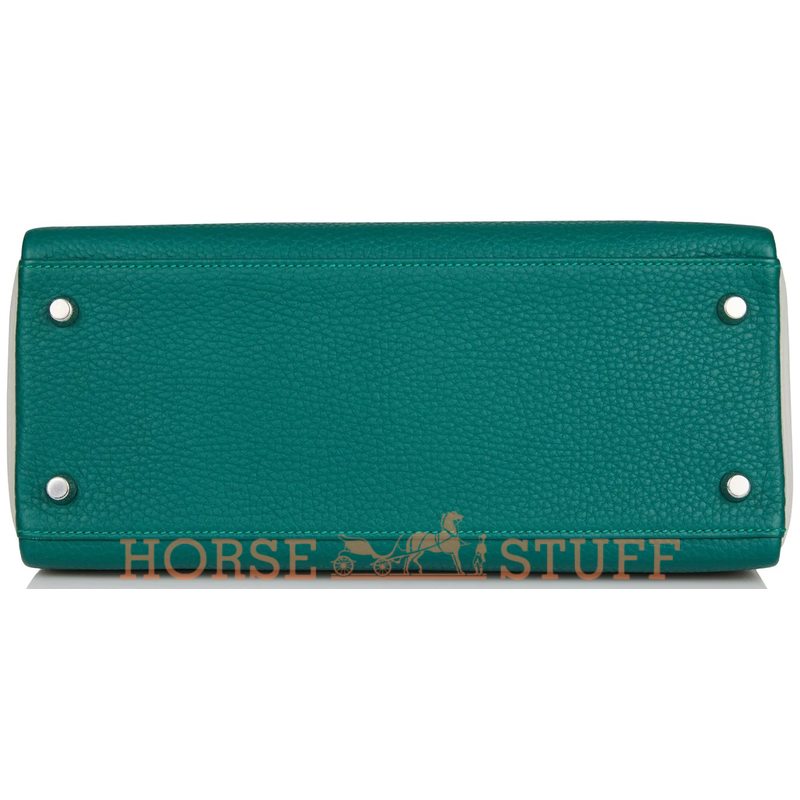 Hermès Kelly Retourne 28 Special Order HSS Malachite / Gris Perle Clemence BPHW