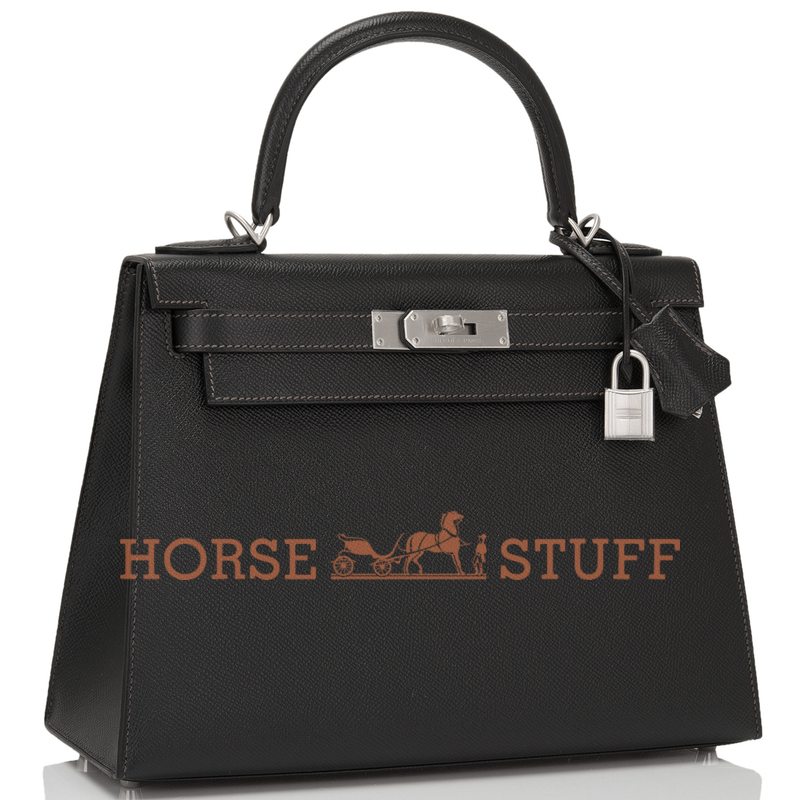 Hermès Kelly Sellier 28 Special Order HSS Verso Black with contrast stitching / Etain Epsom BPHW