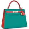 Hermès Kelly Sellier 28 Special Order HSS Blue Paon / Rose Jaipur Epsom GHW