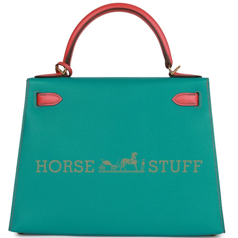 Hermès Kelly Sellier 28 Special Order HSS Blue Paon / Rose Jaipur Epsom GHW