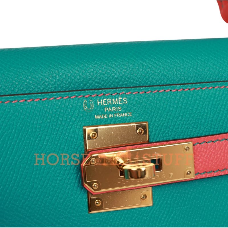 Hermès Kelly Sellier 28 Special Order HSS Blue Paon / Rose Jaipur Epsom GHW