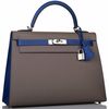 Hermès Kelly Sellier 28 Special Order HSS Etain / Blue Electrique Epsom PHW