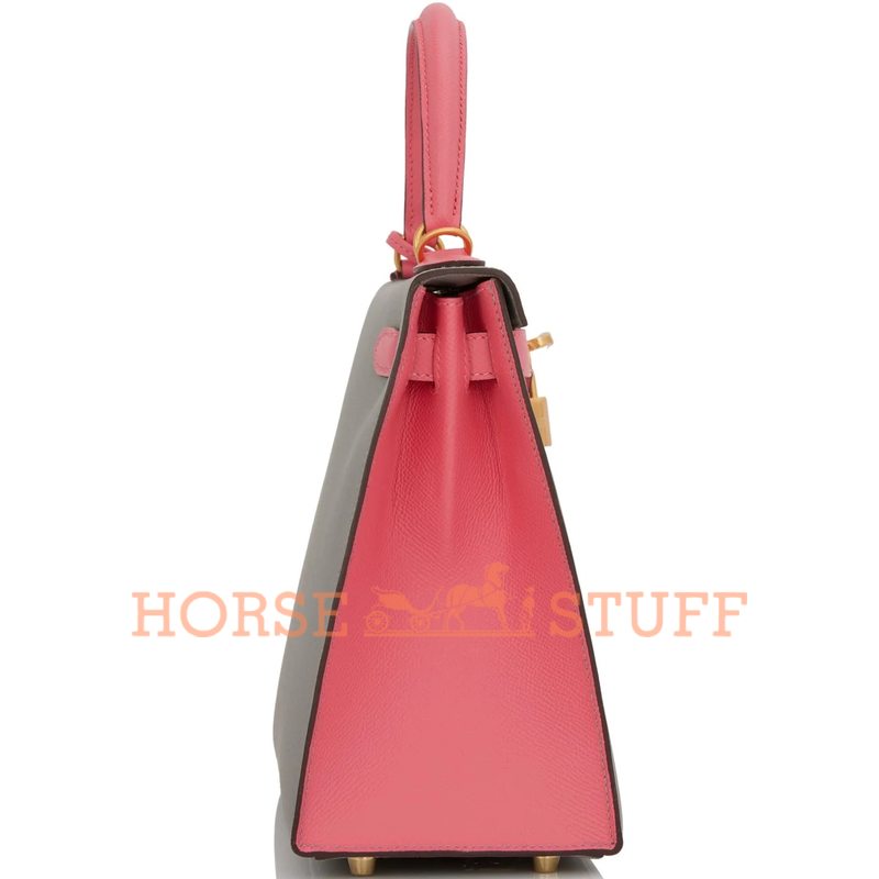 Hermès Kelly Sellier 28 Special Order HSS Gris Mouette / Rose Azalee Epsom BGHW