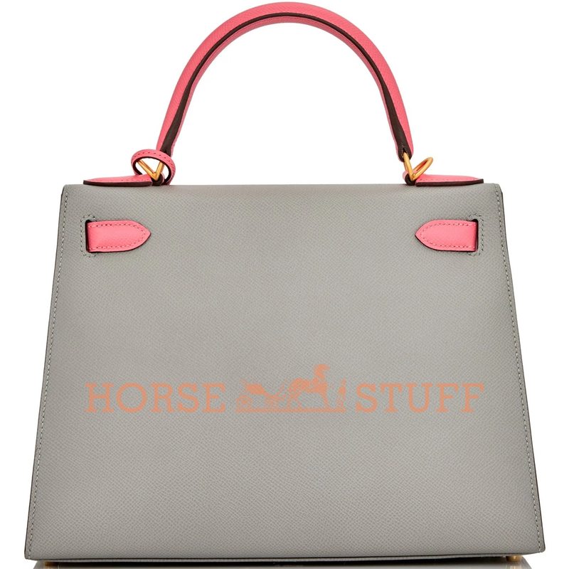 Hermès Kelly Sellier 28 Special Order HSS Gris Mouette / Rose Azalee Epsom BGHW