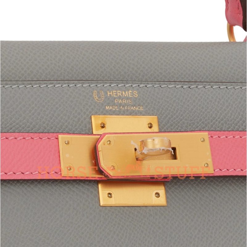 Hermès Kelly Sellier 28 Special Order HSS Gris Mouette / Rose Azalee Epsom BGHW