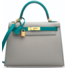 Hermès Kelly Sellier 28 Special Order HSS Gris Mouette / Blue Paon Epsom BGHW