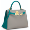 Hermès Kelly Sellier 28 Special Order HSS Gris Mouette / Blue Paon Epsom BGHW