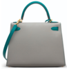 Hermès Kelly Sellier 28 Special Order HSS Gris Mouette / Blue Paon Epsom BGHW