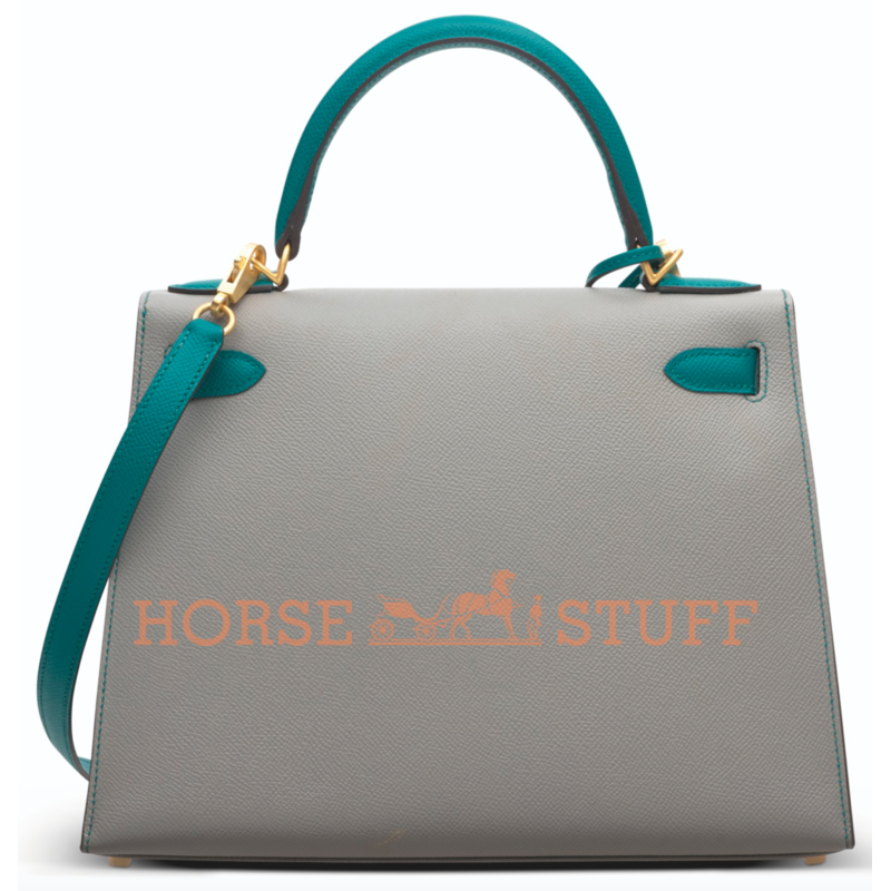 Hermès Kelly Sellier 28 Special Order HSS Gris Mouette / Blue Paon Epsom BGHW