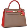 Hermès Kelly Sellier 28 Special Order HSS Etoupe / Rouge Tomate Epsom BGHW